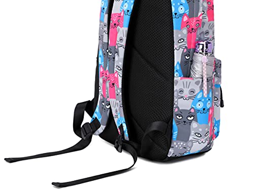 Wadirum Girl Casual Laptop Backpack Lightweight Bookbag for Women Cat