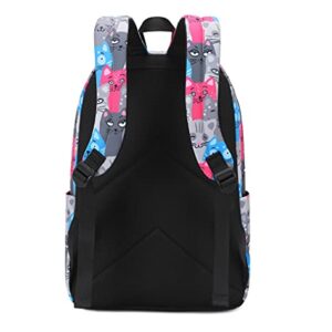 Wadirum Girl Casual Laptop Backpack Lightweight Bookbag for Women Cat