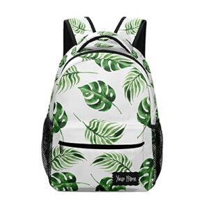 leaf personalized name unisex waterproof backpack for kids children boys girls daily bag