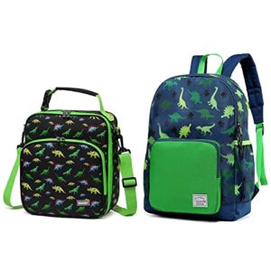 vaschy cute dinosaur backpack and large insulated lunch bag bundle