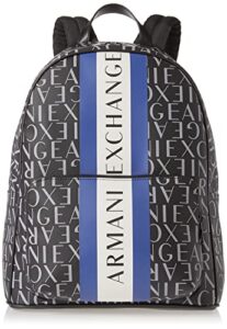 a|x armani exchange all-over logo eco-leather backpack, black