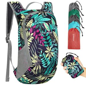 zomake ultra lightweight packable backpack 18l - small foldable hiking backpacks water resistant folding daypack for travel(mixed color-leaves)