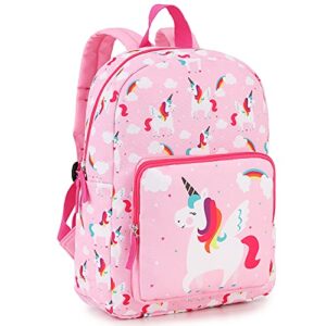 ravuo kids backpack girls, cute unicorn backpack kindergarten preschool bookbag toddler backpack with chest strap