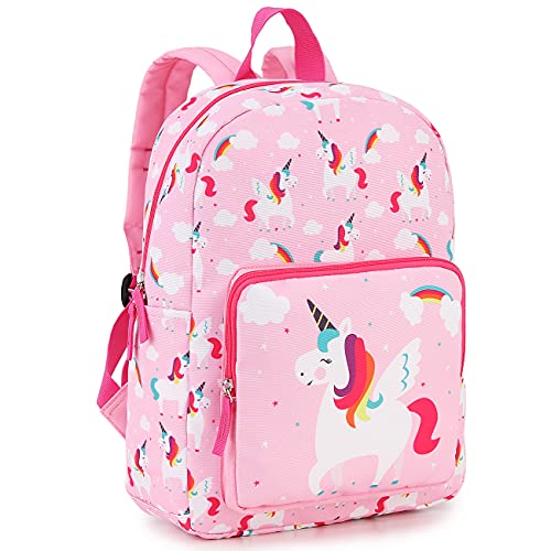 RAVUO Kids Backpack Girls, Cute Unicorn Backpack Kindergarten Preschool Bookbag Toddler Backpack with Chest Strap