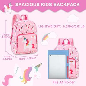 RAVUO Kids Backpack Girls, Cute Unicorn Backpack Kindergarten Preschool Bookbag Toddler Backpack with Chest Strap