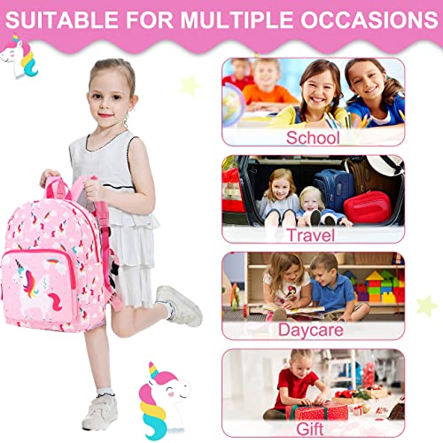 RAVUO Kids Backpack Girls, Cute Unicorn Backpack Kindergarten Preschool Bookbag Toddler Backpack with Chest Strap