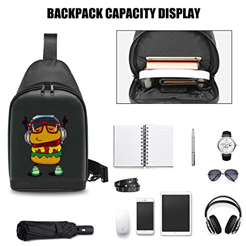 GIFR MOVERS LED Diagonal Backpack, DIY Full-Color Screen With Bluetooth Connection App To Control The Screen Display、Unisex、Outdoor、Advertising And Travel Strap Bag