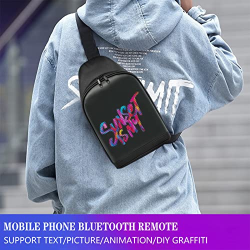 GIFR MOVERS LED Diagonal Backpack, DIY Full-Color Screen With Bluetooth Connection App To Control The Screen Display、Unisex、Outdoor、Advertising And Travel Strap Bag