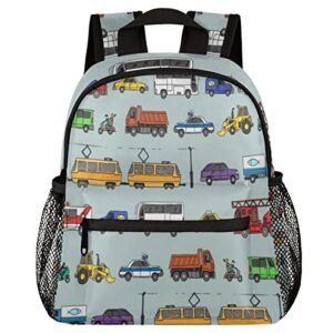 tropicallife toddler backpack car colorful truck kids backpack for boys and girls cute bus preschool bag kindergarten schoolbag with chest strap