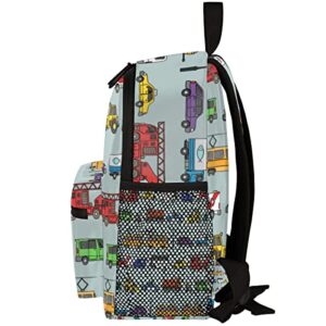 TropicalLife Toddler Backpack Car Colorful Truck Kids Backpack for Boys and Girls Cute Bus Preschool Bag Kindergarten Schoolbag With Chest Strap