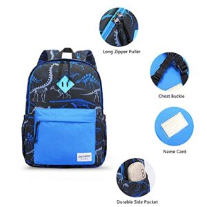 NICE CHOICE Preschool Backpack Kindergarten Elementary School Toddler Backpacks With Lunch Bag Pencil Case Set for Boys and Girls (Blue Dinosaur)