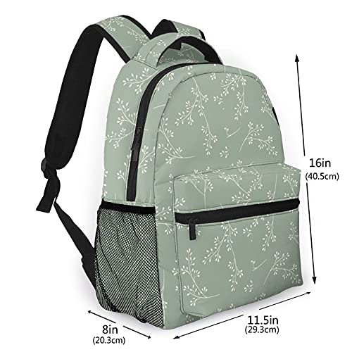 HJBJKBKSDA Sage Green School Backpack,15.6 Inch Laptop Backpack For Business College Travel