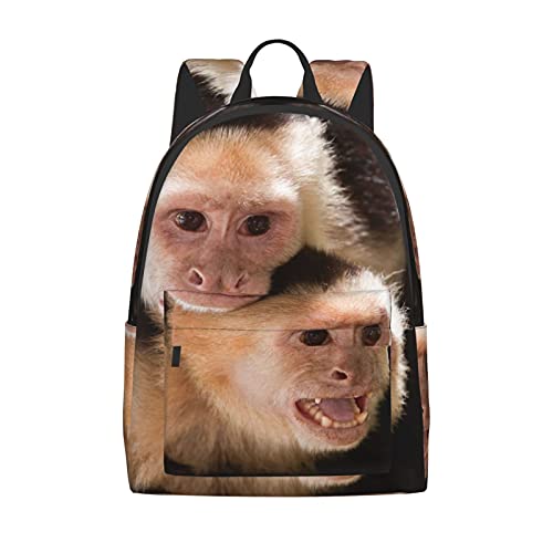 FeHuew 16 inch backpack 3D Animals Two Capuchin Monkey Laptop Backpack Full Print School Bookbag Shoulder Bag for Travel Daypack