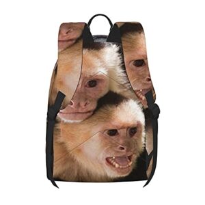 FeHuew 16 inch backpack 3D Animals Two Capuchin Monkey Laptop Backpack Full Print School Bookbag Shoulder Bag for Travel Daypack