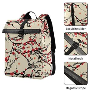 ALAZA Japanese Cherry Blossom Sakura Vintage Large Laptop Backpack Purse for Women Men Waterproof Anti Theft Roll Top Backpack, 13-17.3 inch