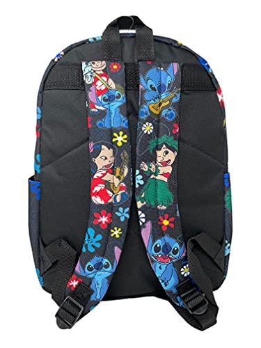 Disney Lilo and Stitch Dance Together Allover Print Black 16 inch Girls Large School Backpack