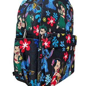 Disney Lilo and Stitch Dance Together Allover Print Black 16 inch Girls Large School Backpack