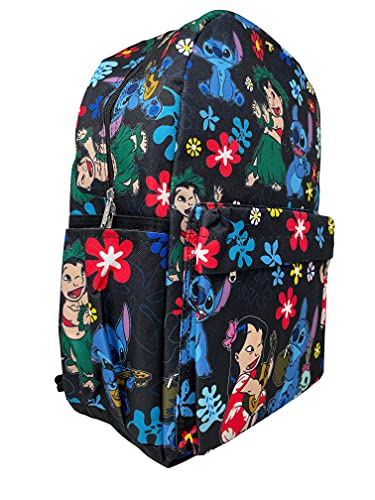 Disney Lilo and Stitch Dance Together Allover Print Black 16 inch Girls Large School Backpack