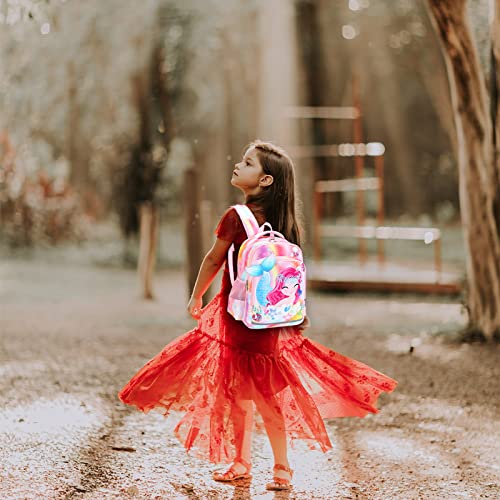 LEDAOU Kids Preschool Backpack Girls Kindergarten BookBag Elementary Waterproof Galaxy School Bag 7 Pockets with Chest Strap