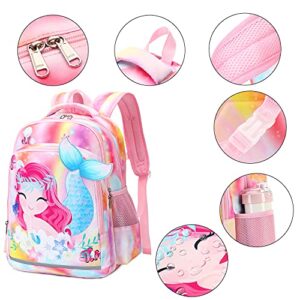 LEDAOU Kids Preschool Backpack Girls Kindergarten BookBag Elementary Waterproof Galaxy School Bag 7 Pockets with Chest Strap