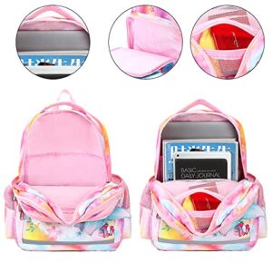 LEDAOU Kids Preschool Backpack Girls Kindergarten BookBag Elementary Waterproof Galaxy School Bag 7 Pockets with Chest Strap