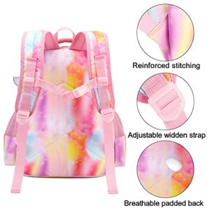 LEDAOU Kids Preschool Backpack Girls Kindergarten BookBag Elementary Waterproof Galaxy School Bag 7 Pockets with Chest Strap