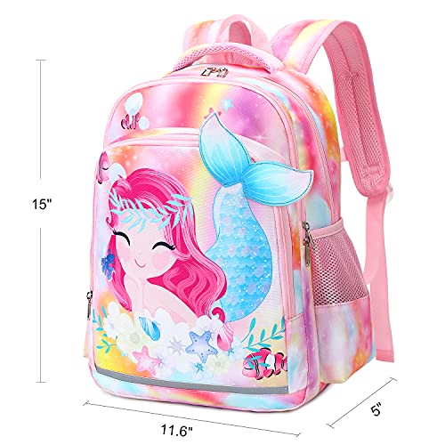 LEDAOU Kids Preschool Backpack Girls Kindergarten BookBag Elementary Waterproof Galaxy School Bag 7 Pockets with Chest Strap