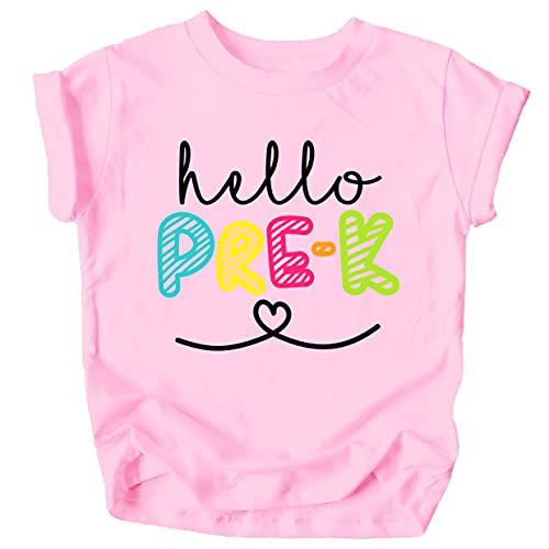 Hello Pre-K First Day of School Gift Back to School Pink Shirt 5/6