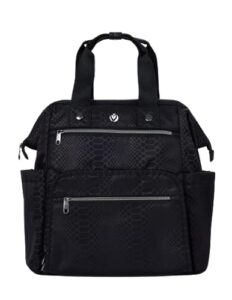 heartsoul women's convertible bella backpack, nurse backpack for work, one size, black pebble w/black straps