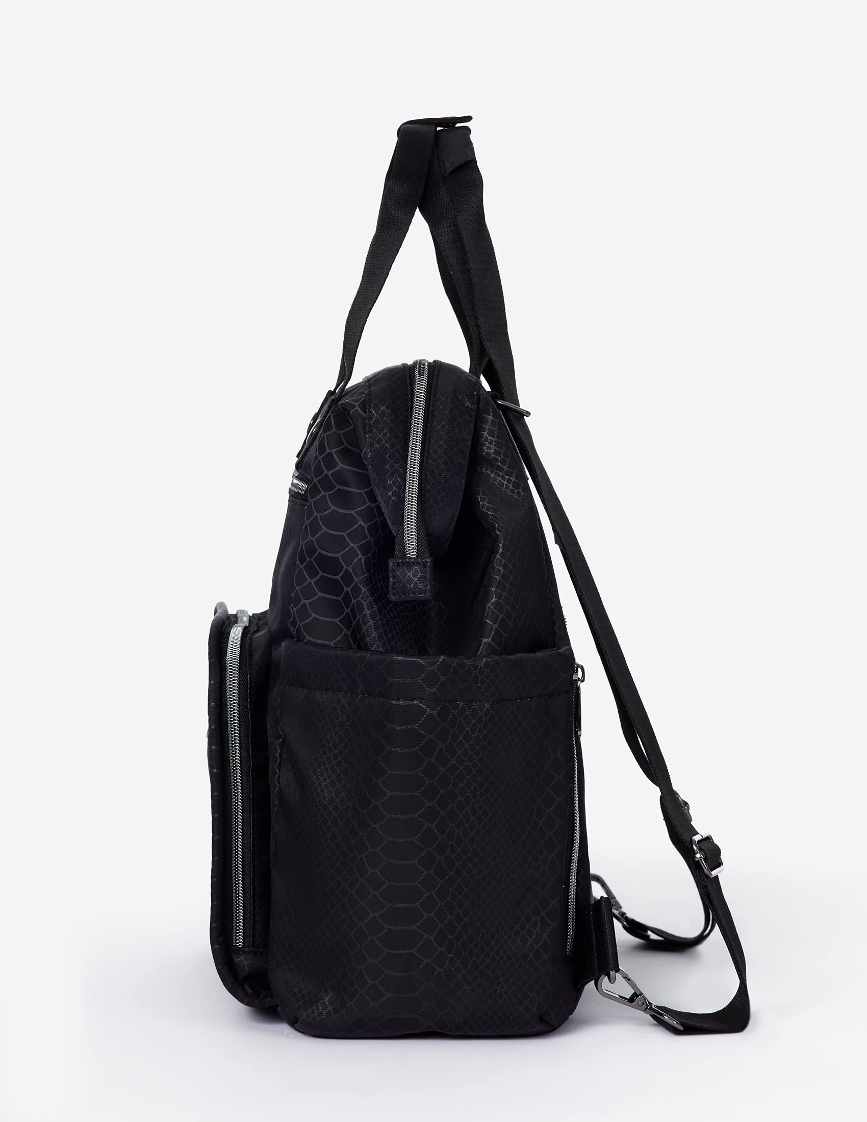 HeartSoul Women's Convertible Bella Backpack, Nurse Backpack for Work, One size, Black Pebble w/Black Straps
