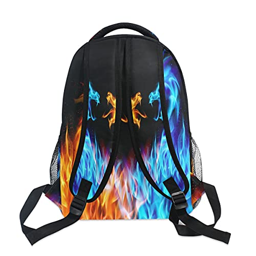 Custom Abstract Fire Dragon Student Book Bag Travel Backpack Personalized Backpack with Name/Text, Customization School Bag for Boys and Girls