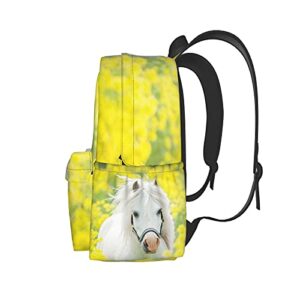 KiuLoam 17 Inch Backpack White Shetland Pony Laptop Backpack Shoulder Bag School Bookbag Casual Daypack