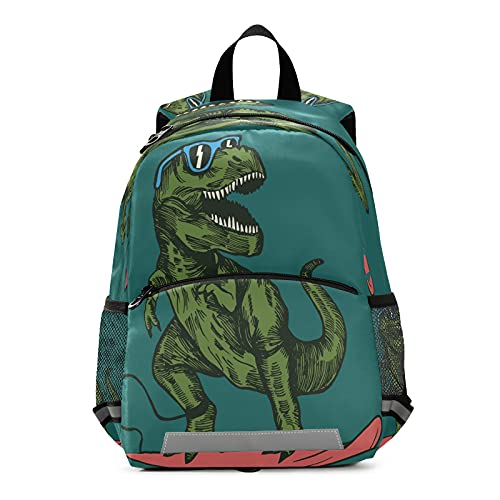 Kids Backpack Skateboard Tyrannosaurus Dinosaur Kindergarten School Bag for Toddler Girls Boys One Size