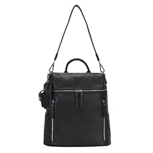 miztique the sienna backpack purse for women, sleek shoulder bag, soft vegan leather - black