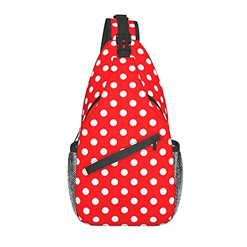 Fiephvsa Sling Backpack Red White Polka Dot Multipurpose Crossbody Shoulder Bag Chest Daypack For Gym Travel Hiking One Size