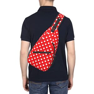 Fiephvsa Sling Backpack Red White Polka Dot Multipurpose Crossbody Shoulder Bag Chest Daypack For Gym Travel Hiking One Size