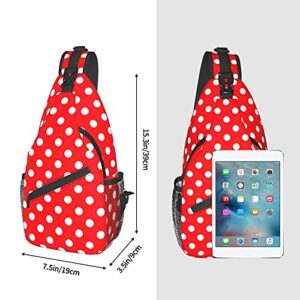 Fiephvsa Sling Backpack Red White Polka Dot Multipurpose Crossbody Shoulder Bag Chest Daypack For Gym Travel Hiking One Size