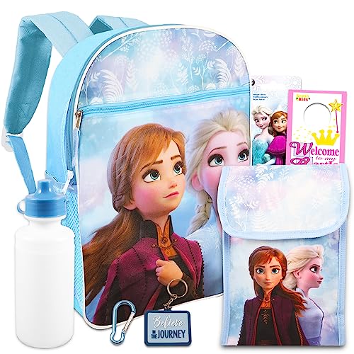 Disney Frozen Elsa Backpack Set For Girls ~ 5 Pc Bundle With 16" Elsa School Bag, Lunch Box, Frozen Stickers, And More | Frozen Princess School Supplies For Kids