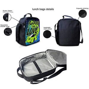 Qinunipoto Share The Love Backpack 3 Piece Set Backpack for Travel Bag and Lunchbox and Pencil Pouch