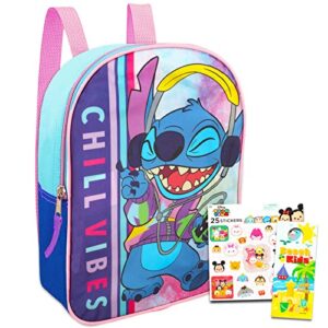 disney lilo and stitch mini preschool backpack for kids ~ 2 pc bundle with 11" stitch school and stickers for boys and girls | stitch school supplies set