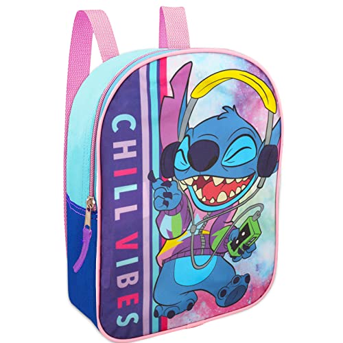 Disney Lilo And Stitch Mini Preschool Backpack For Kids ~ 2 Pc Bundle With 11" Stitch School and Stickers For Boys And Girls | Stitch School Supplies Set