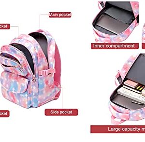 JiaYou School Backpack Sets 3pcs Stars Prints Daypack For Teens Girls Primary School Students(Pink Stars,22 Liters)