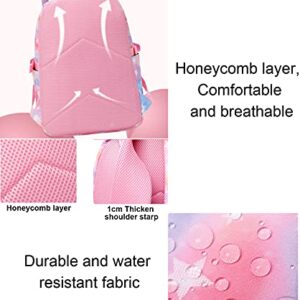 JiaYou School Backpack Sets 3pcs Stars Prints Daypack For Teens Girls Primary School Students(Pink Stars,22 Liters)