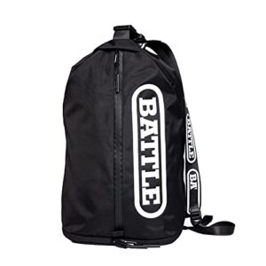 battle sports lockdown 6 sling bag 2.0 - single shoulder travel backpack, adjustable over-the-shoulder strap, padded interior sleeve for up to 15” laptop, crossbody bag - black