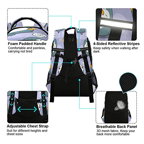 Animal Cute Lazy Penguin Backpacks Travel Laptop Daypack School Book Bag for Men Women Teens Kids