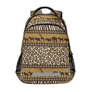 african leopard giraffe animals print backpacks travel laptop daypack school book bag for men women teens kids