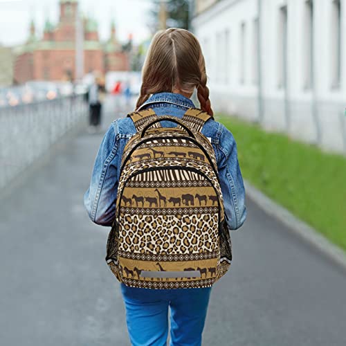 African Leopard Giraffe Animals Print Backpacks Travel Laptop Daypack School Book Bag for Men Women Teens Kids