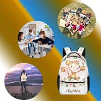 Personalized Orange Tractors Backpack School Bag with Name Waterproof Travel Daypack Bag for Man Woman Gifts