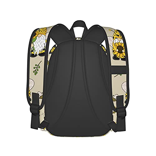 KiuLoam 17 Inch Backpack Gnomes Bees And Sunflowers Laptop Backpack Shoulder Bag School Bookbag Casual Daypack