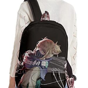 XIXISA 17" Anime My Hero Academia Backpack MHA Himiko Toga Laptop Backpacks (Himiko Toga)